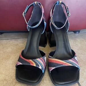 Gianni Bini Women Cat-Walk 2 Glitter  Block Heels SZ 8M